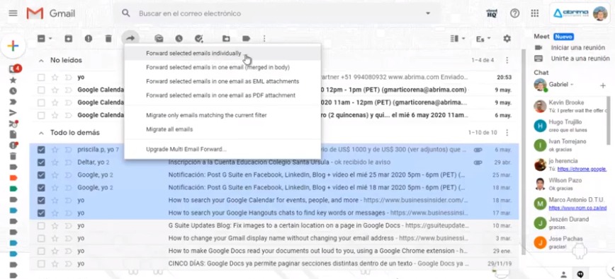 Como reenviar correos masivamente en Gmail