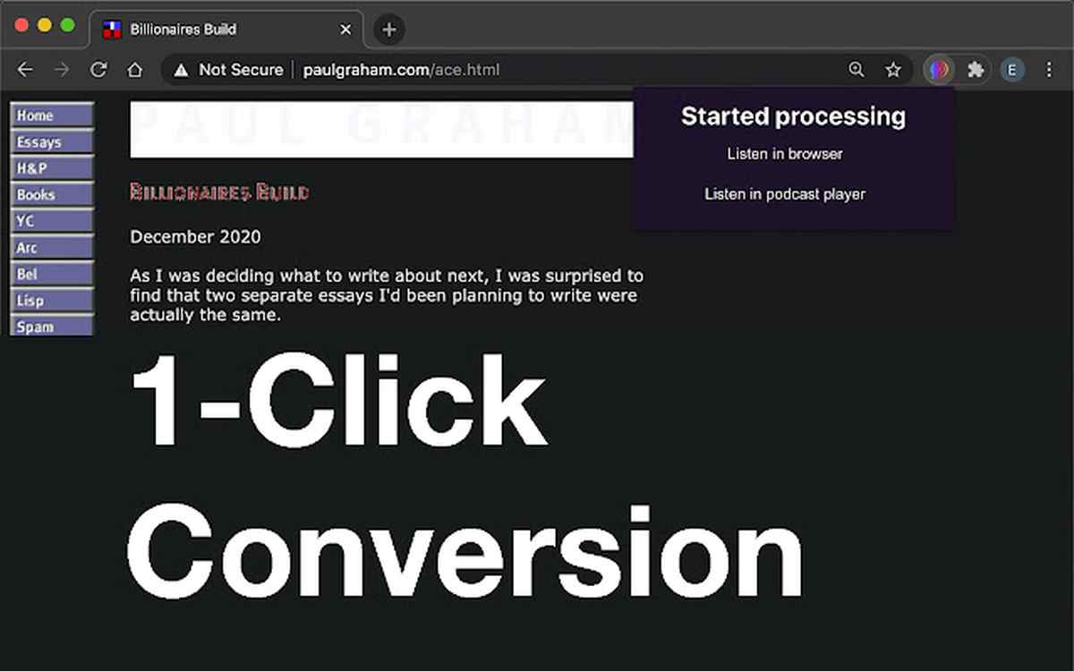 Para convertir cualquier artículo web en un podcast con esta extensión para chrome