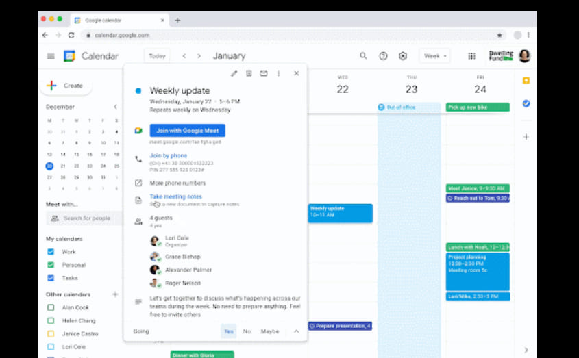 Google Calendar facilita tomar notas en las reuniones